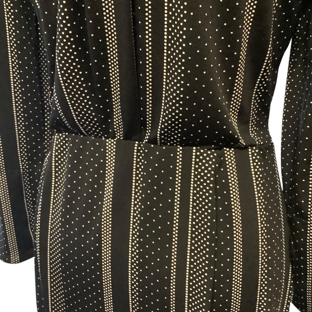 EMMA & MICHELE BLACK & WHITE STRIPED POLKA DOT BUTTON-DOWN SHIRT DRESS/ TIE BELT - Picture 7 of 14